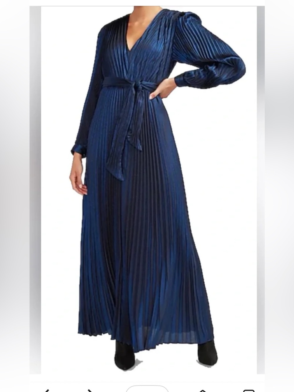 Express NWT Blue Royal Metallic Pleated Wrap Maxi Dress